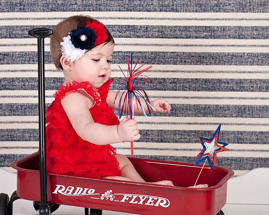 Red, White & Navy Shabby Chic Flower Headband, Baby Headband, Baby Hair Accessories, Girls Hair Accessories, Red White and Blue Headband