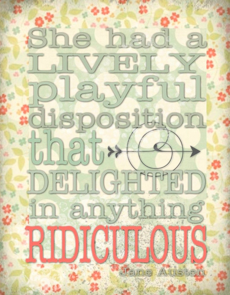 Jane Austen Pride & Predjudice 11x14 WORD ART PRINTS Typography - word art poster