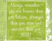 Always Remember Word Art Print 12x12 A A Milne Winnie the Pooh Graduation Motivation