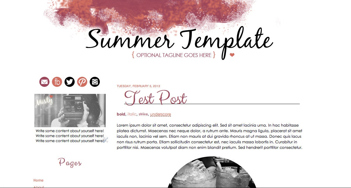 Blogger Summer Template  //  LIMITED EDITION TEMPLATE
