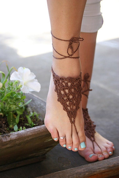 Bohemian barefoot sandals, Beach Sandals, Hippie shoes, Bohemian Foot Jewelry, Wire jewelry, Belly dance, Yoga, Anklet