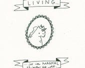 Handmade "Living Is A Magical Thing To Do" Zine and Matching Stickers