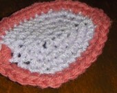 Mini Doll House Crocheted Oval Rug in sparkle lavender and salmon pink For little girls dolls, miniatures. handmade ooak