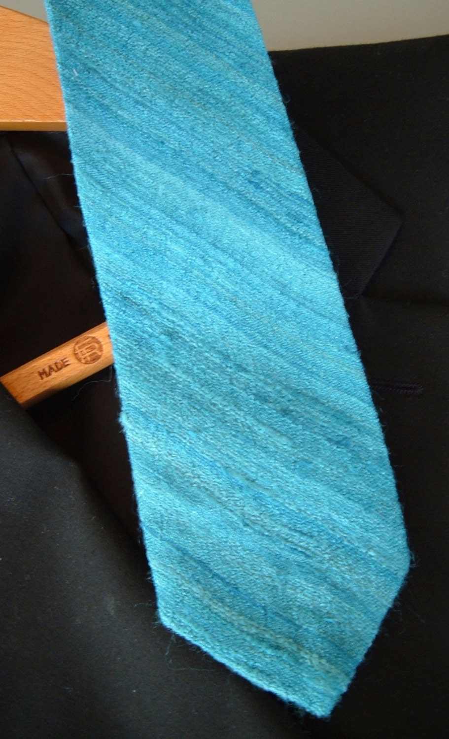 100% Silk Men's Necktie  Turquoise Handmade Necktie  Beautiful Silk from India