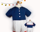PDF Sewing Pattern Boy Baby Toddler Sailor Shortall and Jacket Instant Download Size 0-3m, 6-9m, 12m, 18m, 24m  Boutique Easy Sew