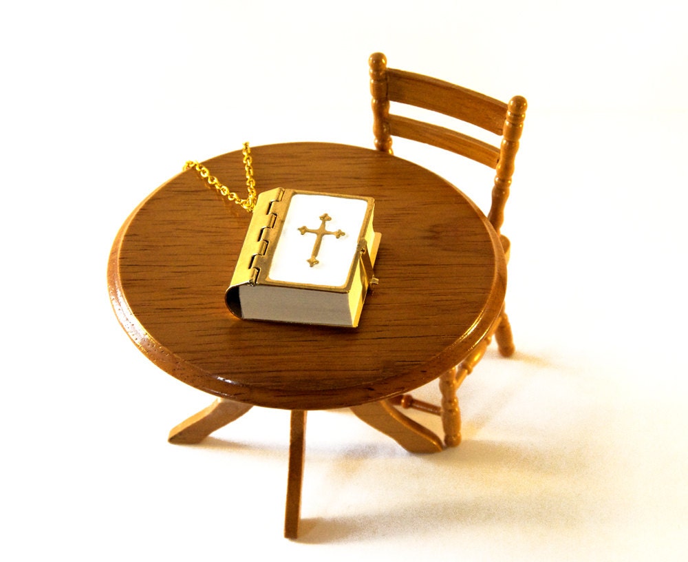Miniature Bible Pendant Necklace