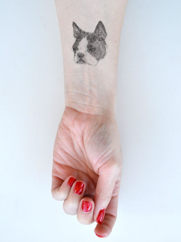 PRE ORDER - temporary tattoos - set of 7 fake dog tatts - puppy tattoo - pug - sausage - frenchie - SEVEN