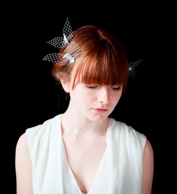Birdcage veil Butterfly Headpiece, Bridal accessory or Bridesmaids or Flower girl Hair accessories