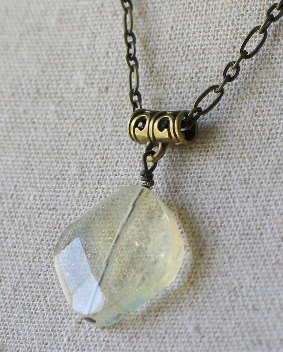 Pineapple Quartz  and Antiqued Brass Necklace