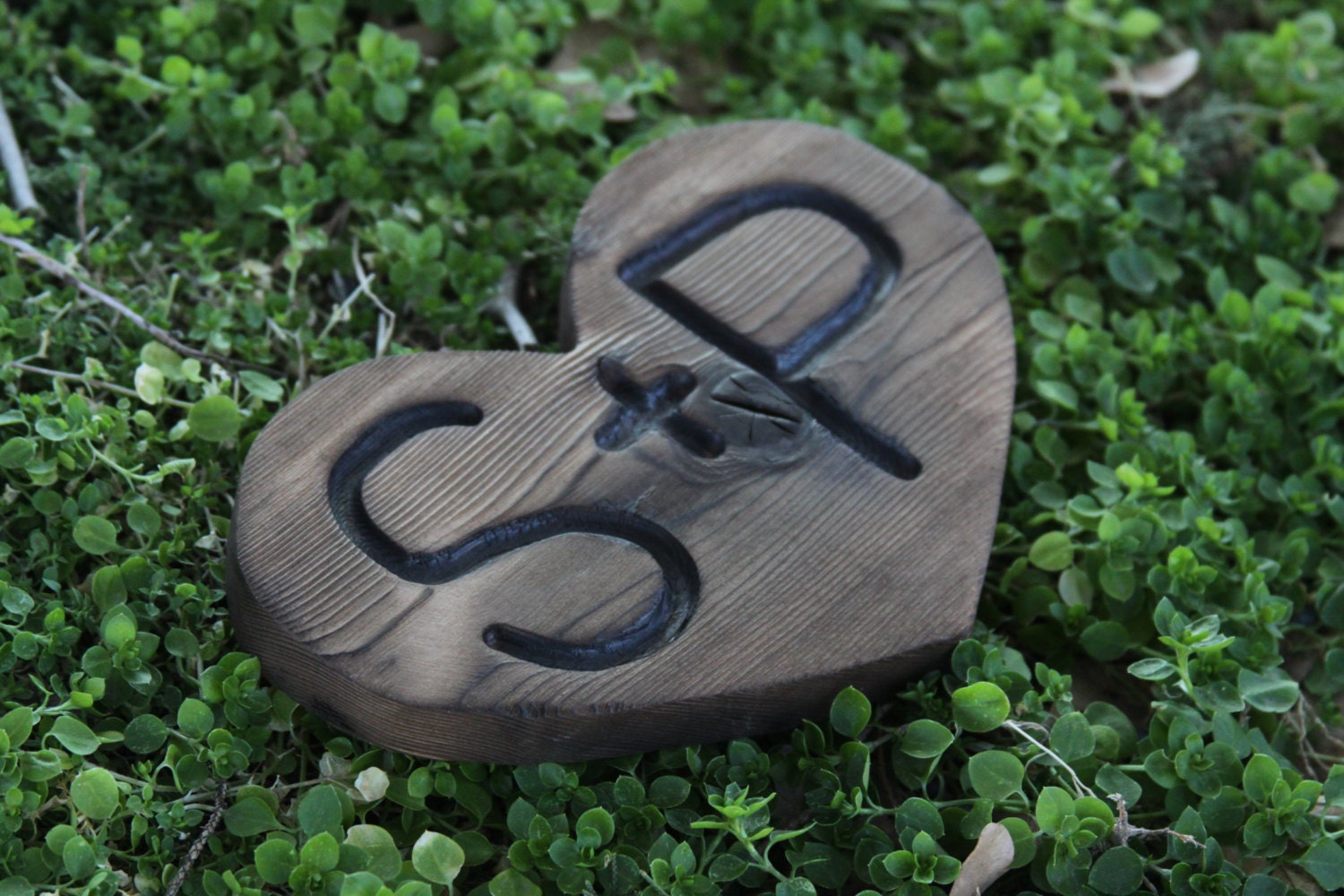 Anniversary  Wedding  Heart Rustic Custom Carved wood sign from reclaimed wood - personalized with initials  - western cedar