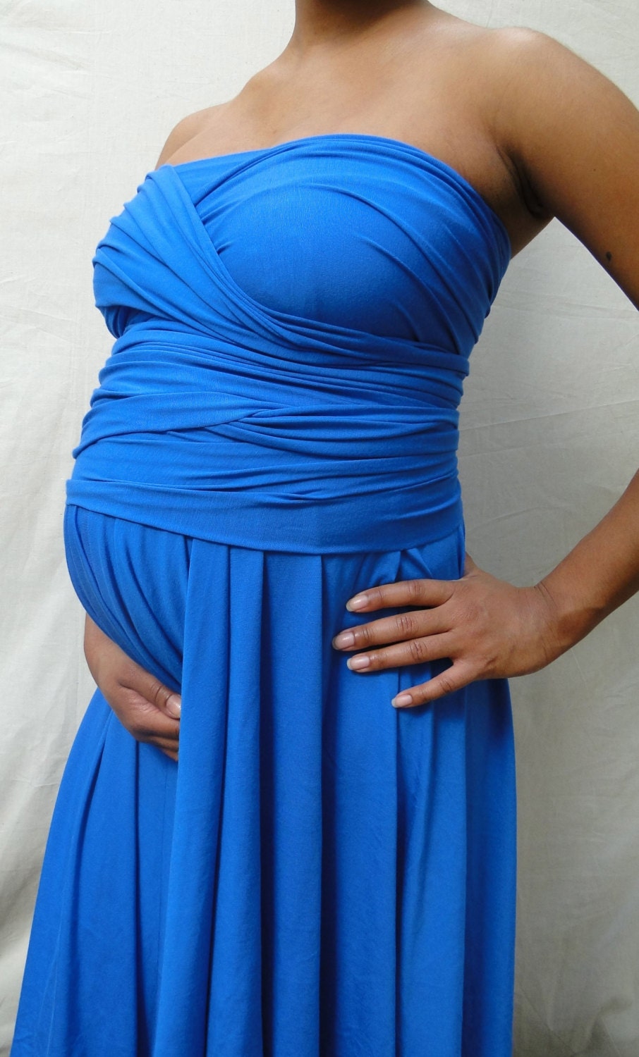 Maternity Dress Convertible Infinity Wrap Dress In Bright Blue