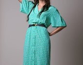80 Slouchy Dress - Vintage Albert Nipon Dress - 80s Green Dress - Designer Dress - M L