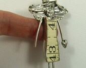 Angel Maci Can't Measure Love - Up Cycled Sterling Silver, White Measuring Stick, And PMC - Art Jewelry Pendant - 1161