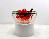 Mid Century Cut Glass Chrystal Bowl with Silver Rim