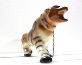 Mid Century Ceramic Tiger Statue-Rhinestone Eyes
