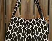 Hobo Purse Cross Body Pleated Bag with Adjustable Strap and Zipper Closure  - Black & White Pattern