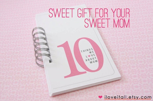 10 Things Love About MOM Mama Mommy Mother Birthday Card  // Coupon Book .  Gift Under 15