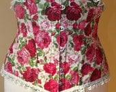 Custom made floral printed cotton underbust corset. Colours and fabrics of your choice
