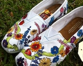 Custom hand painted TOMS, Wildflower Wedding