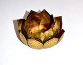 Vintage Lotus Flower Brass Candle Holder