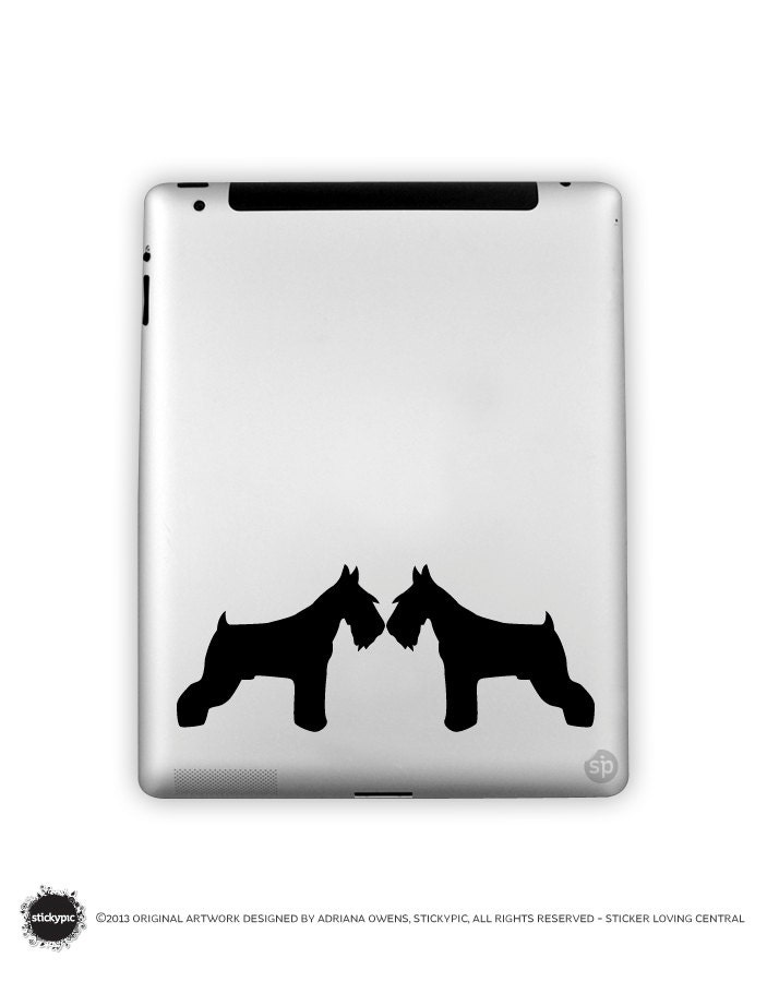 iPad - Schnauzer duo (Laptop Decal Removable Vinyl Laptop Sticker Computer Decal PC Apple Macbook Mac Geekery Wall Sticker Dog)