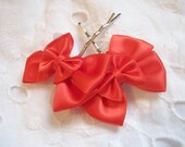 Set of 2  Hair Bow Pins in Red Bobby Pins Bridesmaid accessories Bridesmaid gifts Bridesmaids accessories