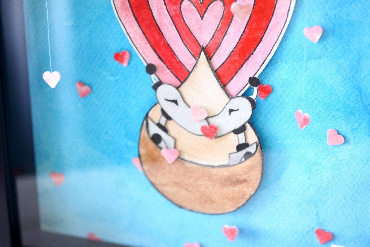 9x9 Mixed Media Watercolor Portrait OOAK Shadowbox - Tunnel of Love