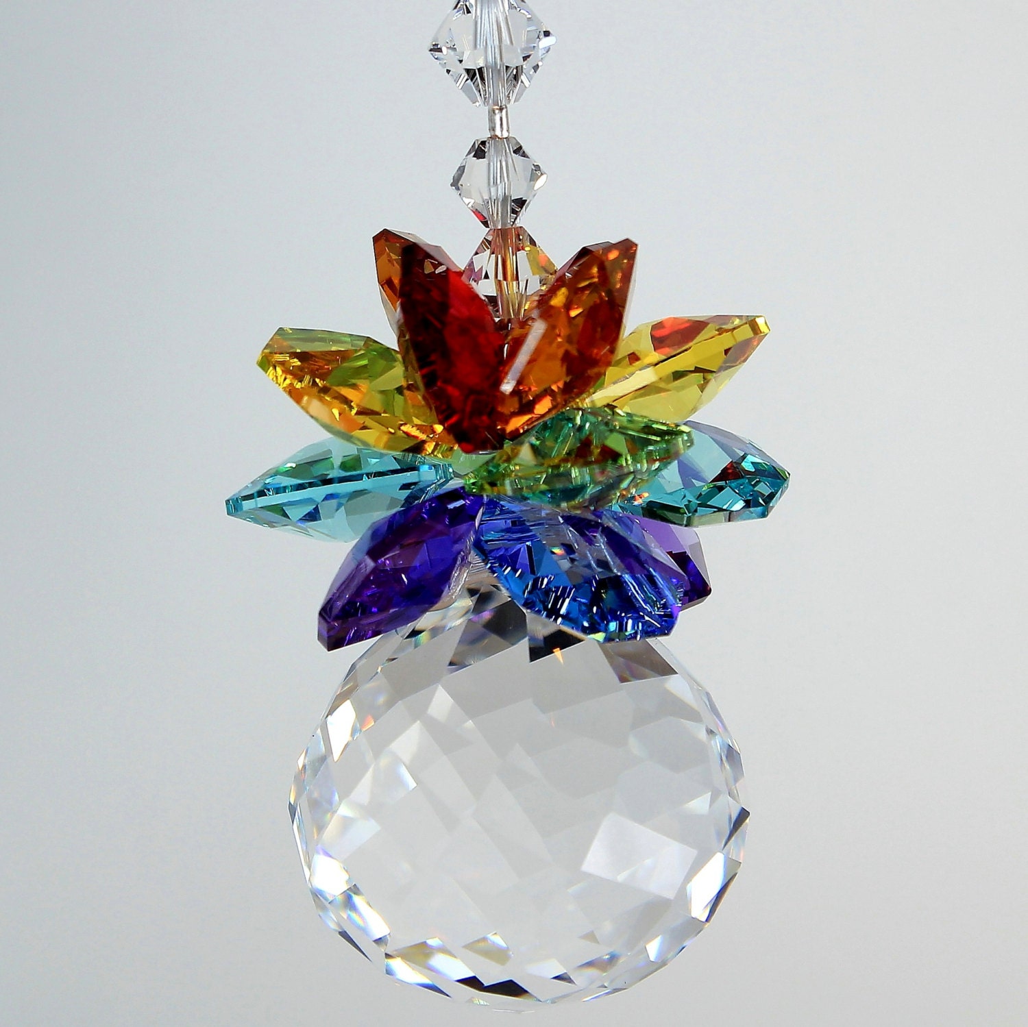 30mm MOZART TWIST BALL Chakra Pineapple Sun Catcher made with All Swarovski Crystal