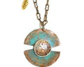 Turquoise River - A Double Domed Pendant in Copper and PMC