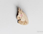 Hand Painted Wood Unicorn Brooch