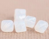 Milky White Bicones - Czech Glass Beads (6mm) x 6