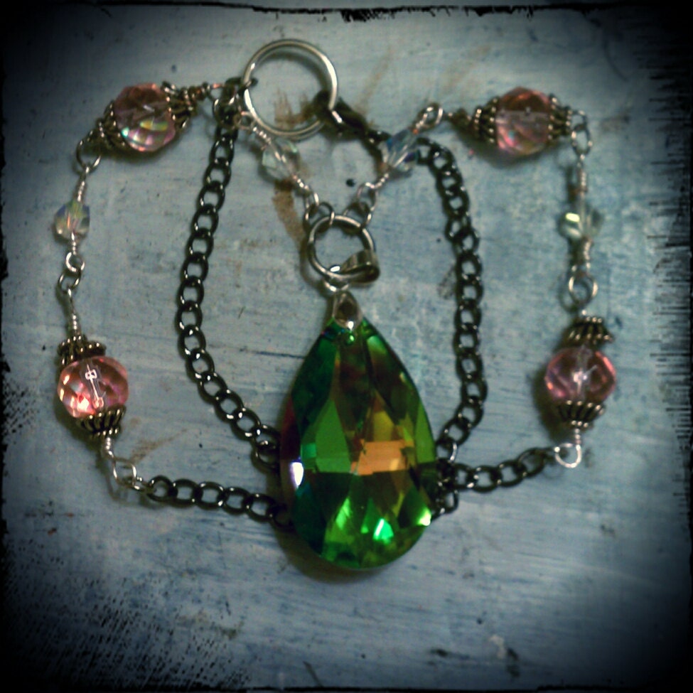 Amelia Mystical Pendant/ pink glass beads