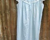 Light Blue Lace Trimmed Button Up Cotton Nightie