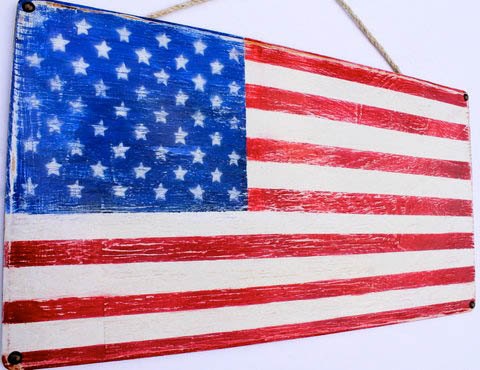 Custom American Flag on Distressed Wood USA Original Red White and Blue Stars and Stripes July 4th Holiday Decor Americana Cottage Decor