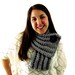 Light Gray Chunky Knit Ribbed Cowl Scarf with Black Button