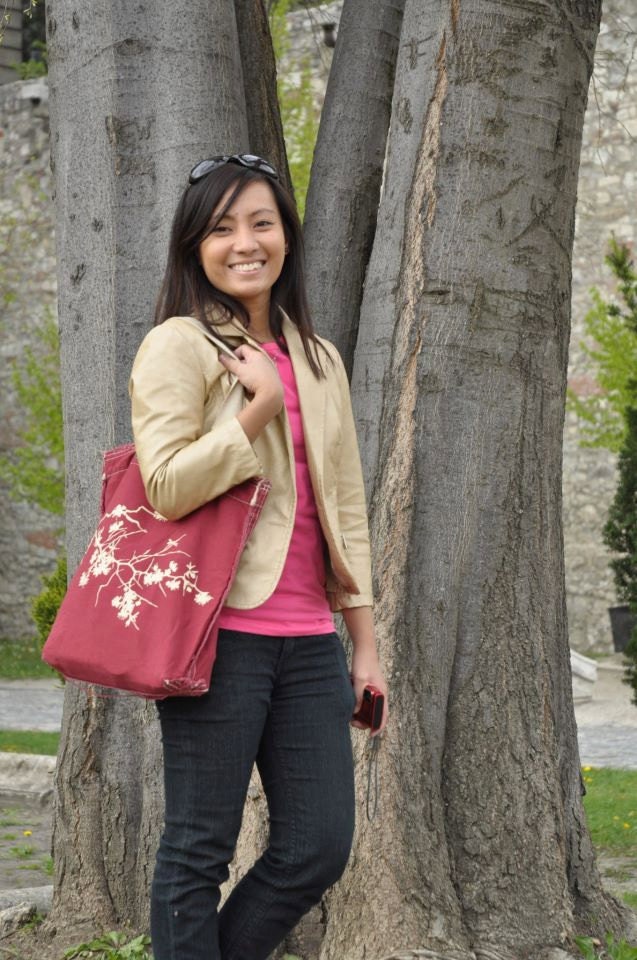 Cherry Blossoms Raw-edge Tote bag - Choose your own color