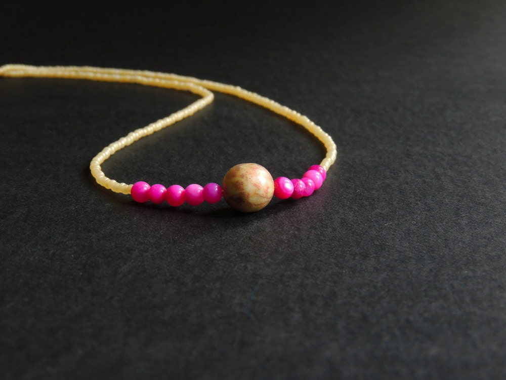 Yellow & pink OOAK necklace - The Delicate collection, Morning, 1