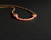 Melon pink and gold OOAK necklace - The Delicate collection, Afternoon, 2
