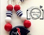 Texans Football-Children's Chunky Bubblegum Bead Necklace