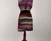 Vintage 1980's Maria Bianca Dress - Purple/Gray/Tan Multi-Color Plaid Dress - M