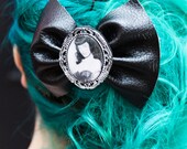 Bettie Page Dominatrix Pinup Girl Cameo Bow Hair Clip