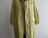 Vintage 1950s Reversible Yellow and Brown Cotton Coat.