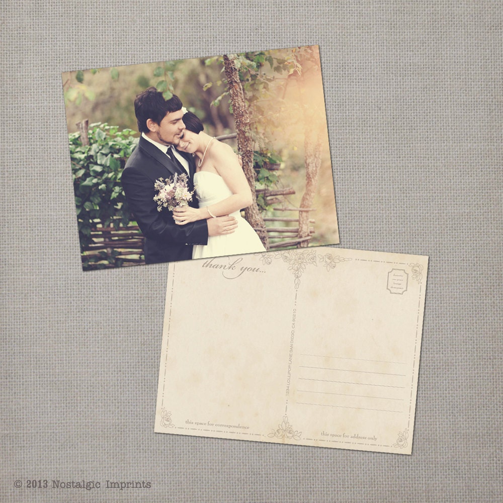 Vintage Wedding Thank You Postcard - the "Irene"