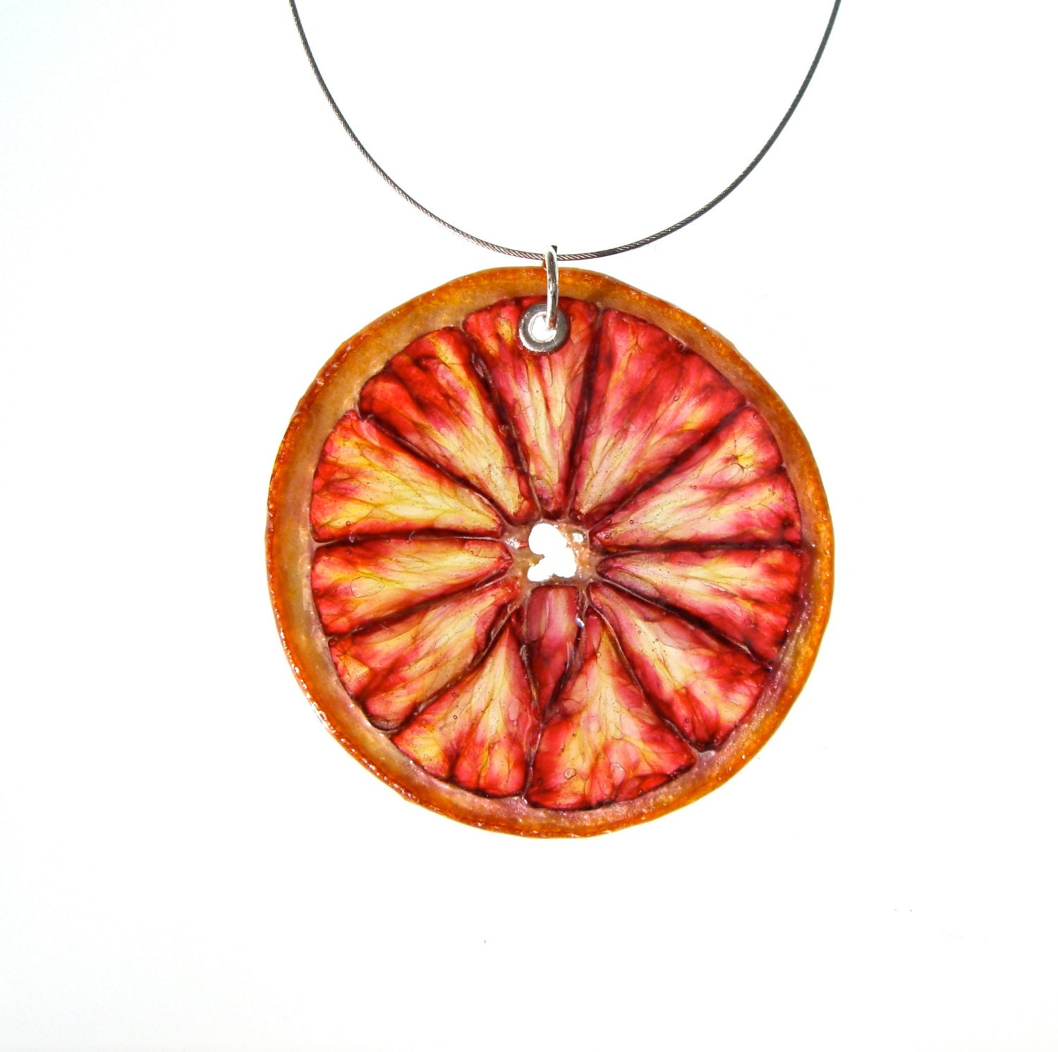 Blood Orange Necklace - Fruit Jewelry - Fruit Necklace - Real Fruit Jewelry