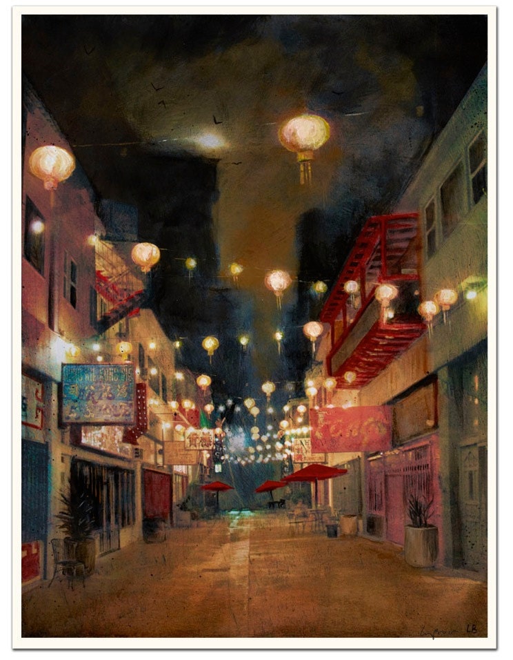 Lights on Chung King - Fine art print - 17 x 22" - Signed by the artist