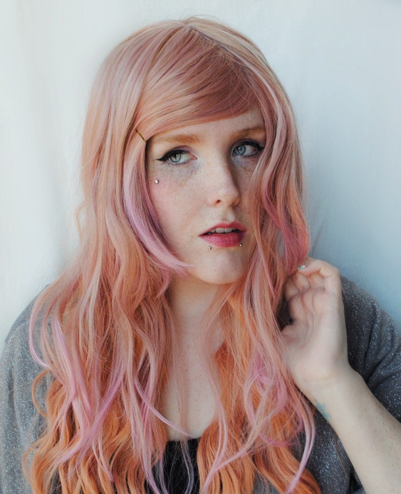 SALE - BUTTERMILK BERRIES wig // Pastel Pink Blonde Hair // Wavy Long wig