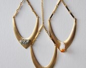Geometric Necklace - Chevron - Raw Pyrite - Raw Citrine - Raw Chrysocolla - Rough Cut Nuggets - Triangle Necklace - Layering Necklace
