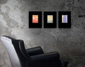 Watercolor Painting - original abstract fine art - red orange - ombre colorblock