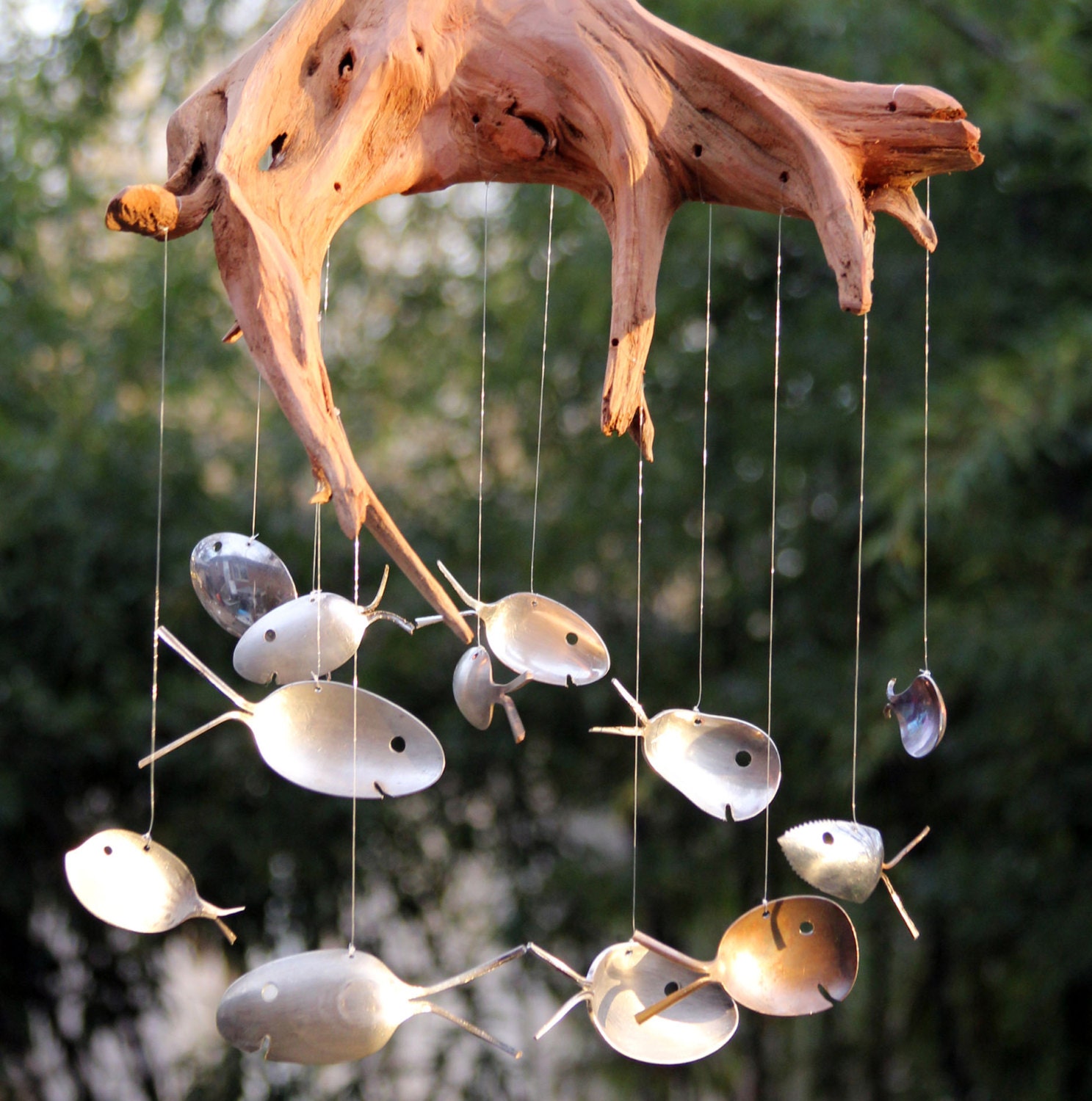XXL Spoon Fish & Drift wood wind chimes,  item of the month SALE