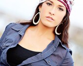 Purple Maroon brown cream turban headband